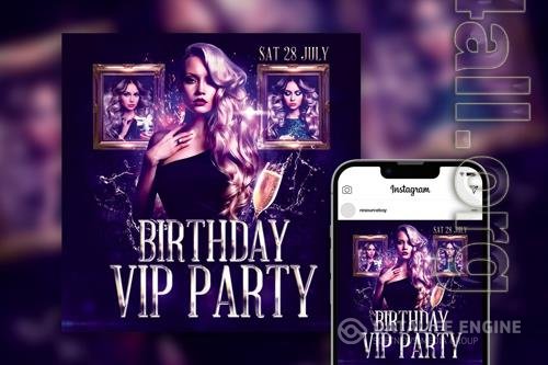 Elegant Splash Birthday Party Instagram Post Template PSD