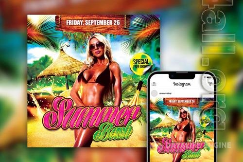 Captivating Splash Tropical Summer Beach Party Instagram Template PSD