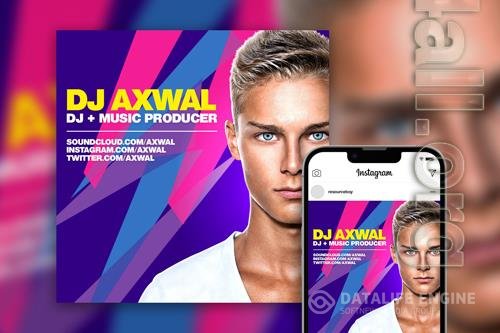 Awesome Simple DJ Party Instagram Post Template PSD