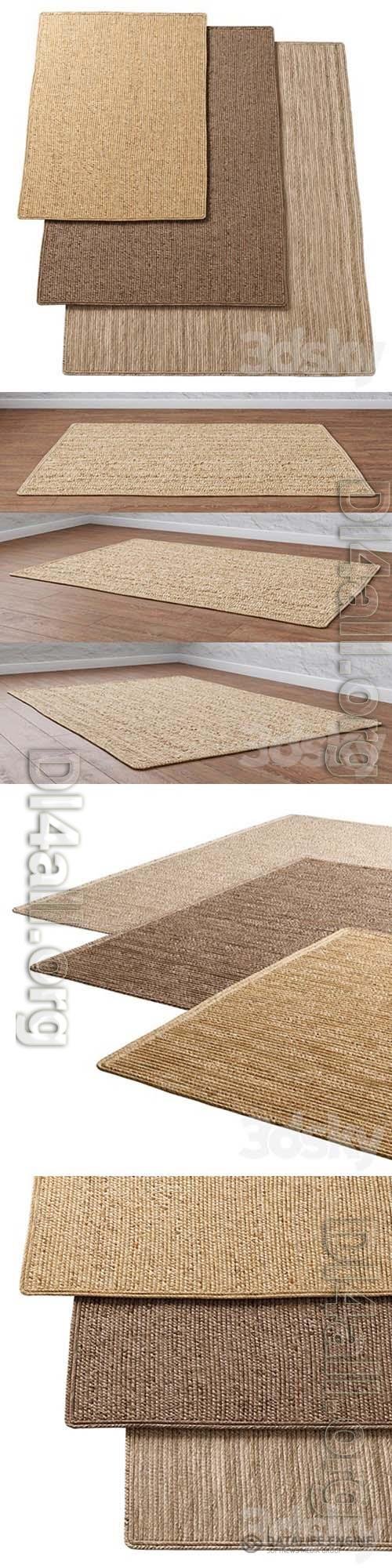 Natural Lengthwise Braided Jute Rug 3D Models