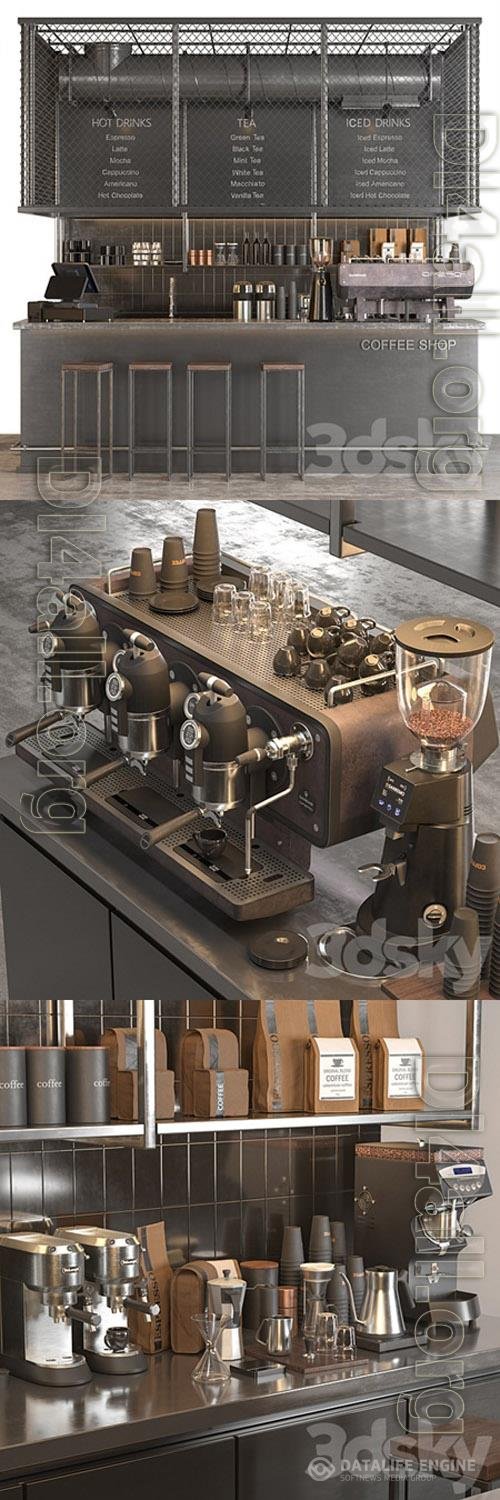 Industrial coffee shop 2 3D Models