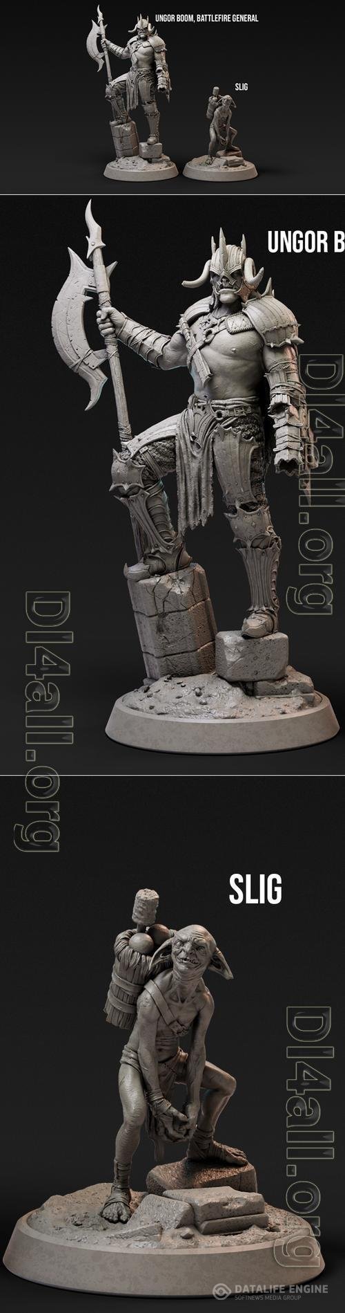 Loot Studios Miniatures - Ungor Boom Battlefire General and Slig 3D Print