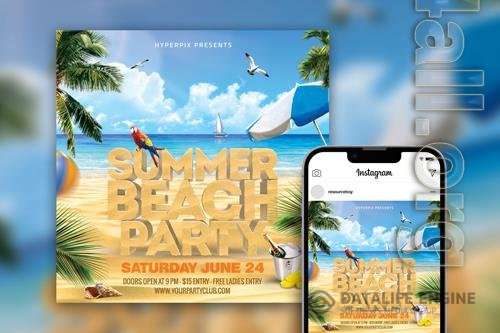 Gorgeous Topical Summer Beach Party Instagram Post Template Beautiful PSD