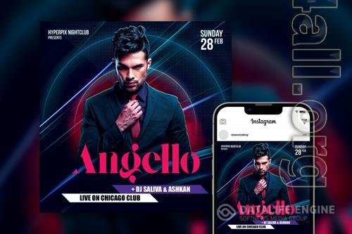 Gorgeous Stylish DJ Party Instagram Post Template Beautiful PSD