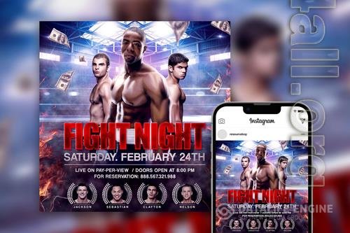 Fabulous Flames Boxing Match Instagram Post Template Beautiful PSD