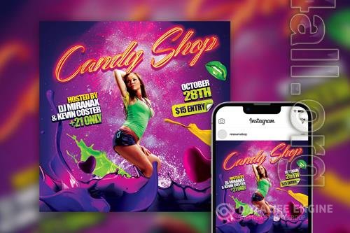 Colorful Splash Girls and Drinks Party Instagram Post Template Beautiful PSD