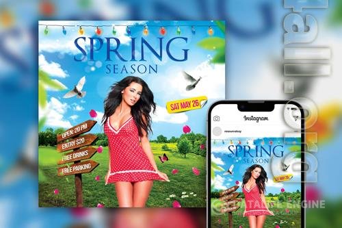 Amazing Leafy Spring Break Instagram Post Template Beautiful PSD