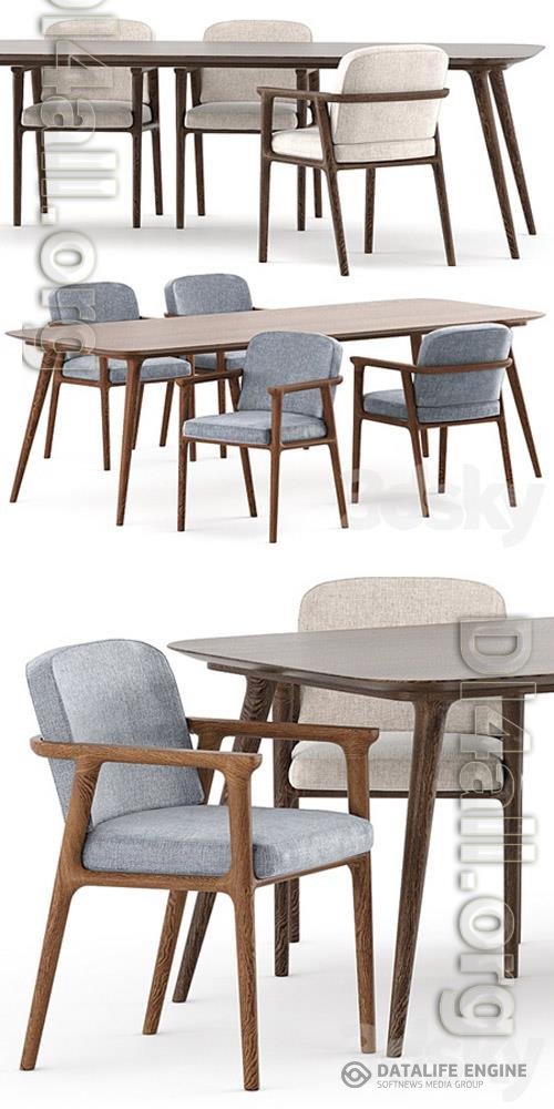 Zio Dining Table and Zio Dining Chair by Moooi 3D Models