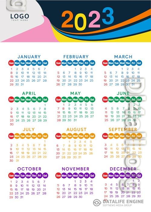 2023 calendar year vector illustration vol 1