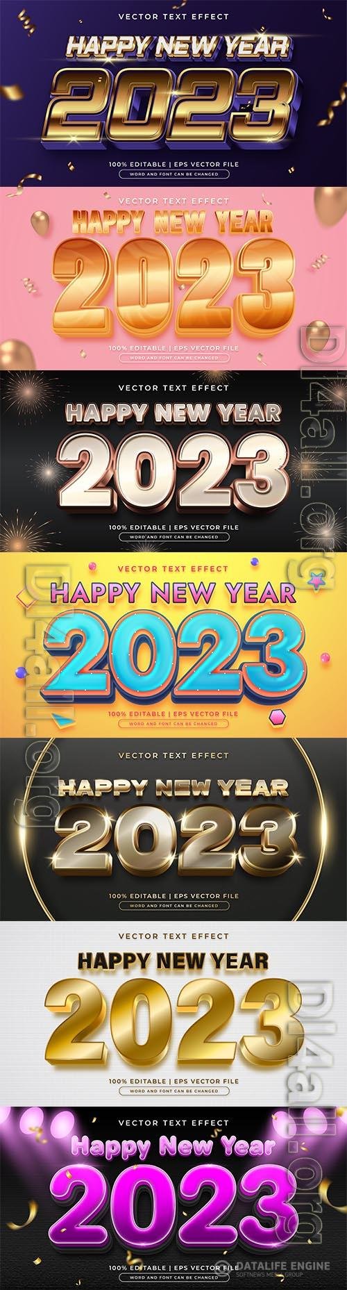 Gold new year 2023 editable text effect vector template