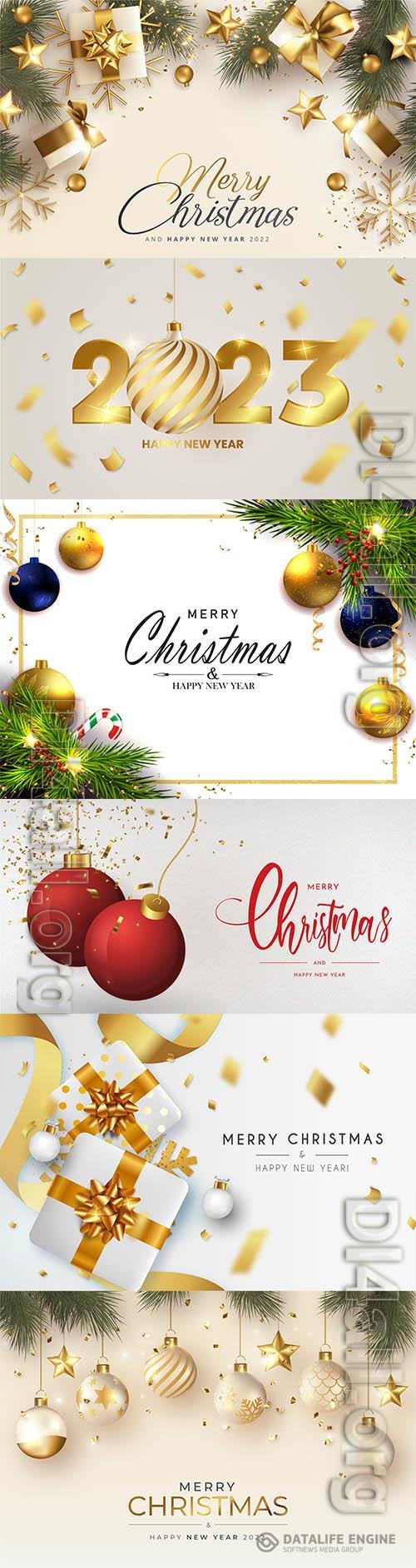 Christmas and new year 2023 vector template