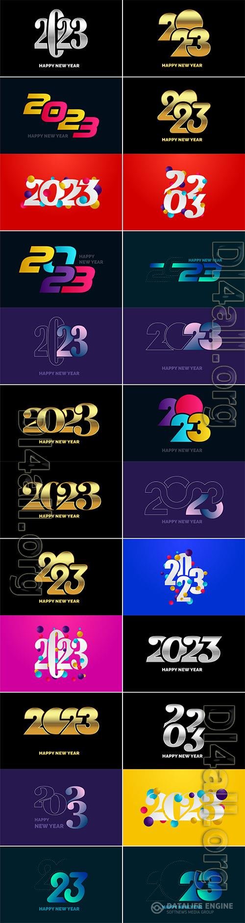 Big set of 2023 happy new year logo text design