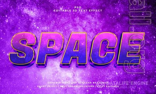 Space 3d psd editable text effect with background