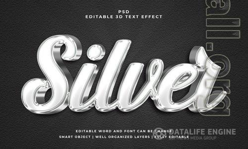 Silver 3d editable psd text effect with background