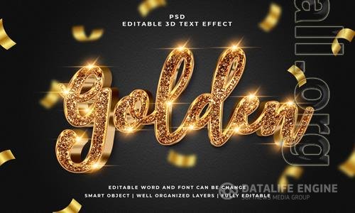 Golden editable psd 3d text effect premium with background