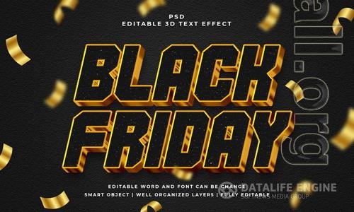 Black friday 3d editable psd text effect with black background