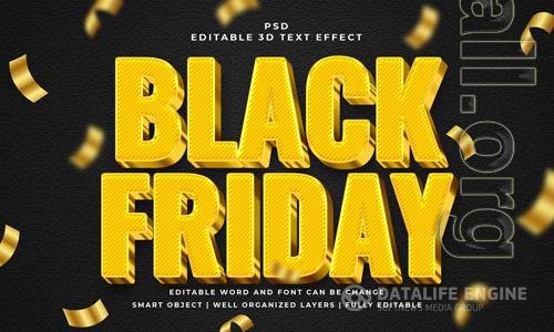 Black friday 3d editable psd text effect with background