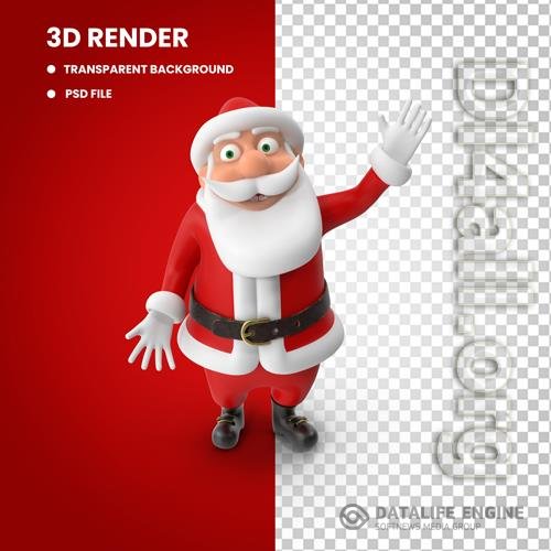 Santa and Christmas decorations in psd