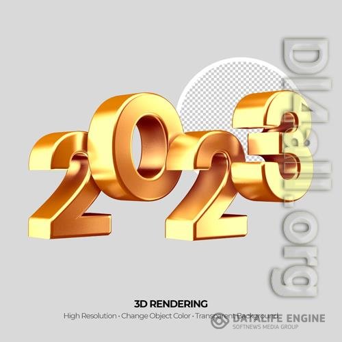 Realistic golden 2023 number 3d rendering