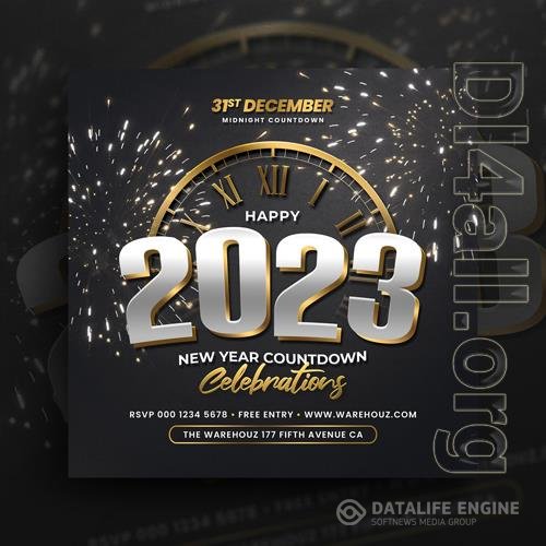 New year party flyer invitation social media post and web banner