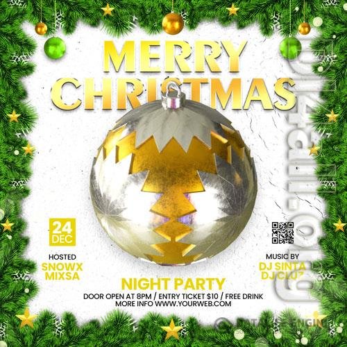 Merry Christmas party flyer social media template