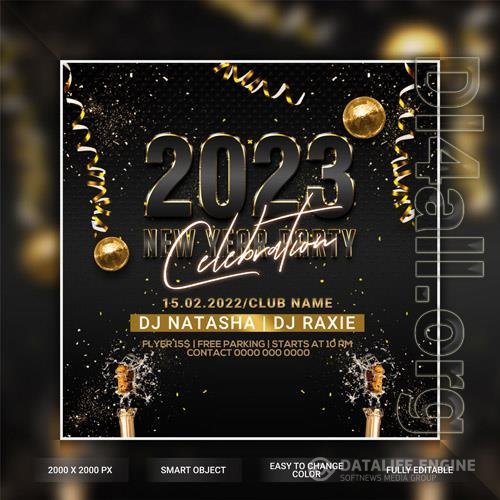 Happy new year party flyer psd