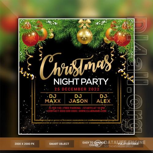 Christmas night party flyer template psd