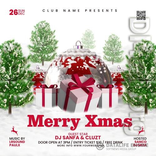 Christmas psd party flyer social media template