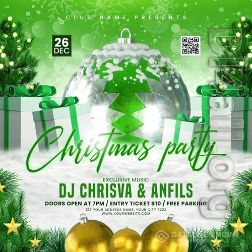 Christmas party flyer social media template psd