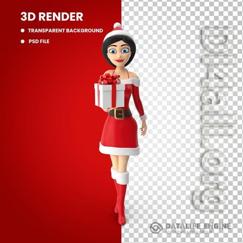 Christmas girl santa psd