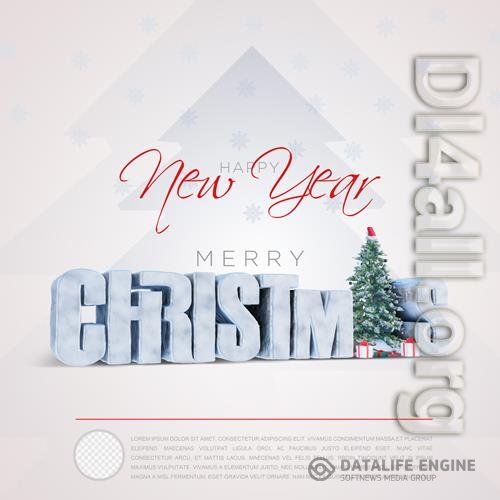 Christmas 3d rendered social media template with transparent background