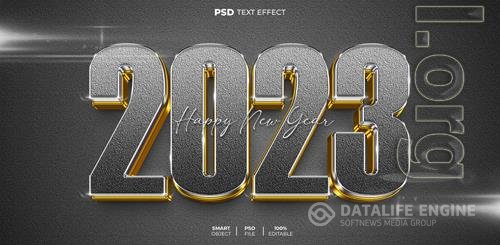 Happy new year 2023 black 3d editable text effect