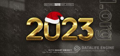 3d number 2023 editable gold style effect