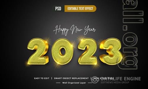 Luxury 2023 gold 3d text style background mockup