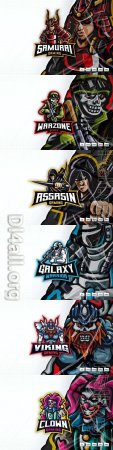 Skull military, samurai, death viking, clown, astronaut, assassin, mascot logo design