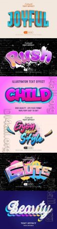 Vector 3d text editable, text effect font vol 201