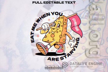 Retro Cheese holding a Flag Mascot Illustration