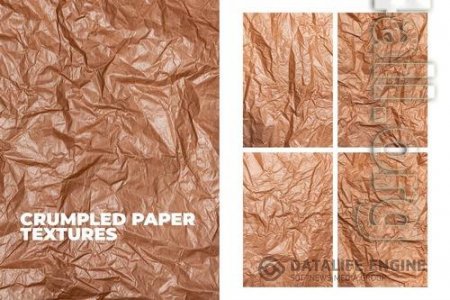 6 Brown Crumpled Paper Background Texture Overlay