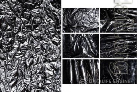 10 Crumpled Silver Metal Foil Texture Background