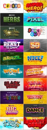 20 Vector 3d text editable, text effect font vol 6