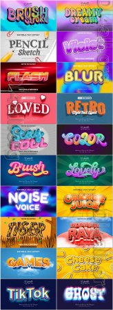 20 Vector 3d text editable, text effect font vol 7