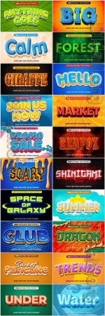 20 Psd style text effect editable set vol 36