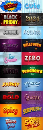 20 Psd style text effect editable set vol 43