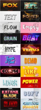 20 Psd style text effect editable set vol 47