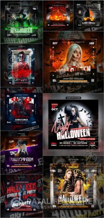 Happy halloween psd poster design vol 8