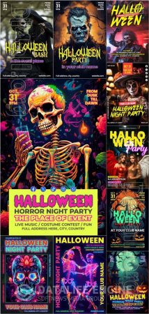 Happy halloween psd poster design vol 5