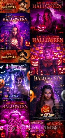 Happy halloween psd poster design vol 4