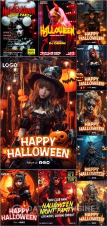 Happy halloween psd poster design vol 3