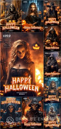 Happy halloween psd poster design vol 1