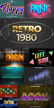 10 Psd style text effect editable set vol 5